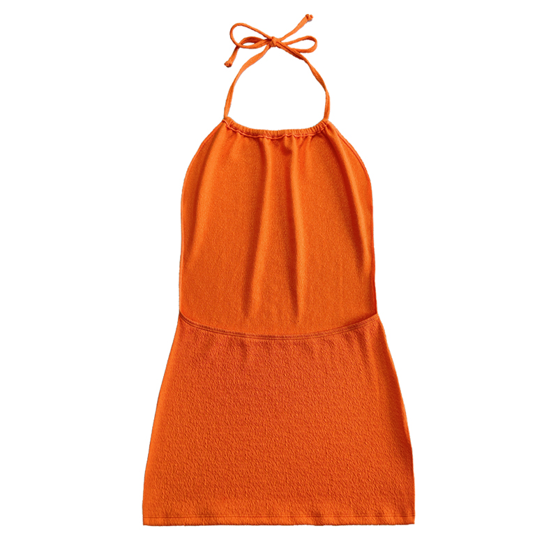 Vestido de tira de pano de cabana laranja