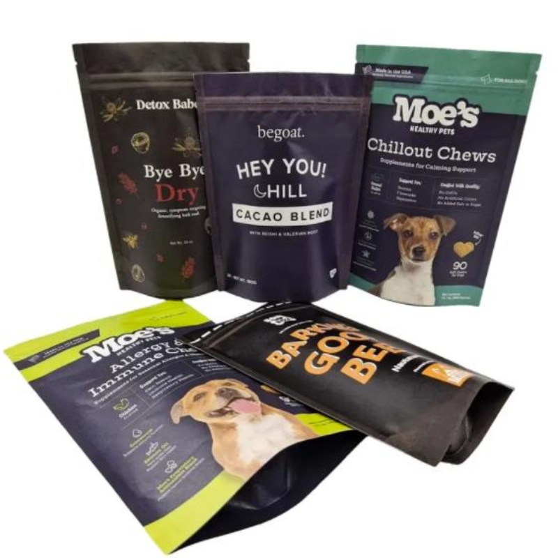 Embalagem de design personalizado zíper bolsa de bolsas plásticas logotipo de pet snack great bag pacote de sacola de comida de estimação