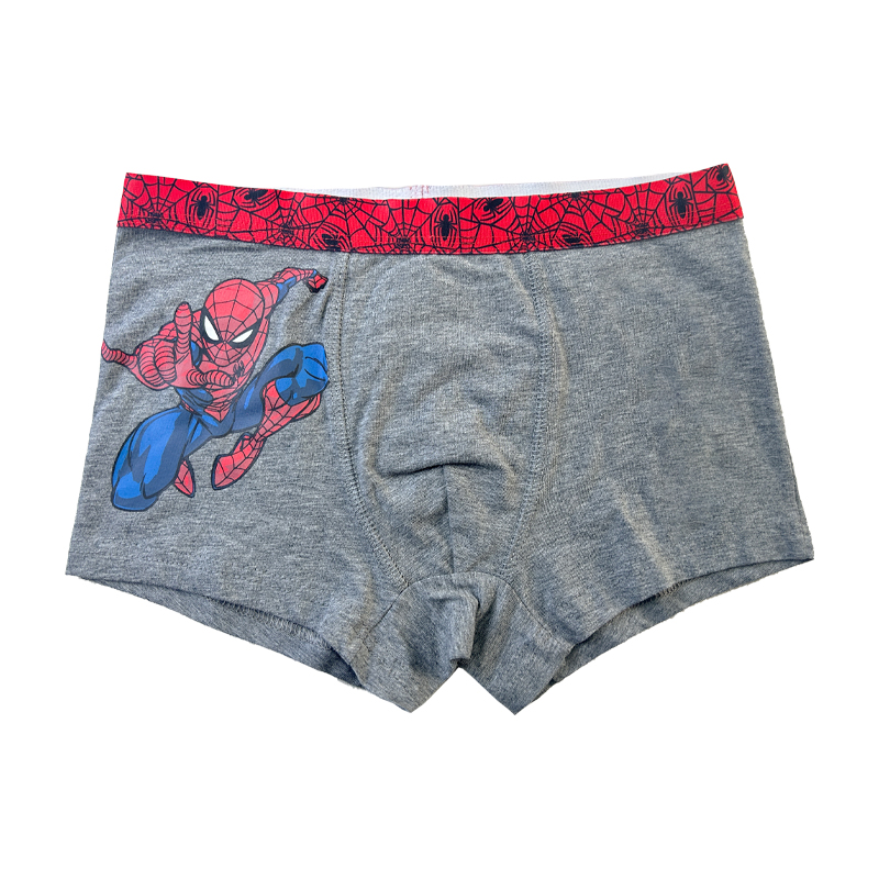 Menino Underpants Spiderman Print Color Contrast Baby Graypants Comfort Basic Basic