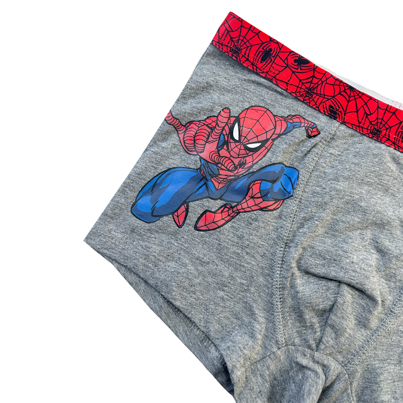 Menino Underpants Spiderman Print Color Contrast Baby Graypants Comfort Basic Basic