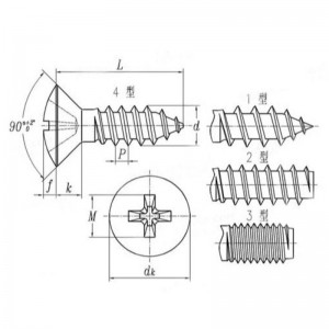 zinco-cruz banhada colorida embutida-parafuso de rosca