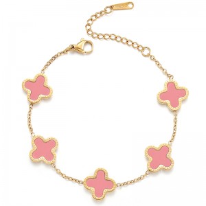 Hongde Ouro 18K-Homens Banhados\\e mulheres\\Pulseira da Sorte Trevo de Quatro Folhas