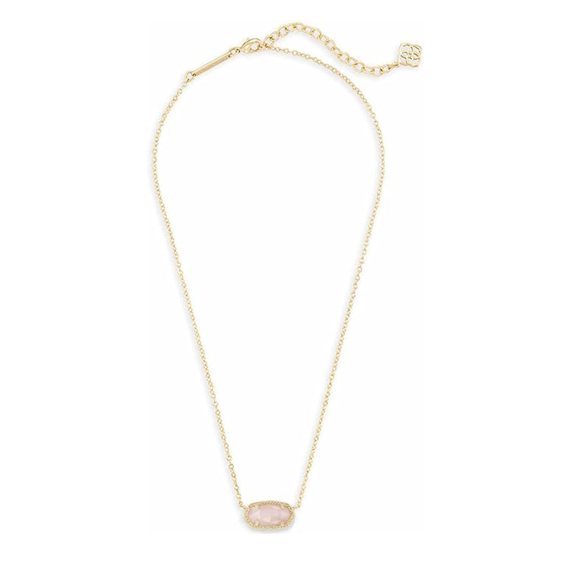 Colar minimalista com pingente rosa em ouro rosa, colar com pingente para mulheres, joias da moda, ouro 14k-Banhado