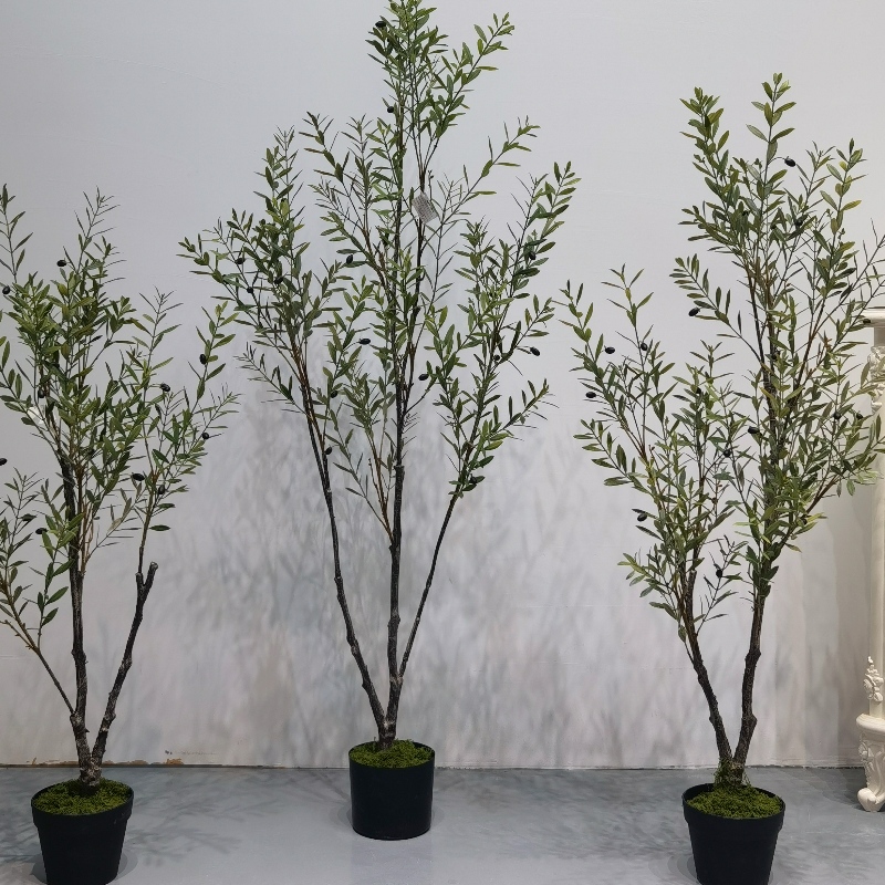 Decorações de plantas artificiais UV à prova de fogo de oliveira artificial de plástico personalizado de fábrica para casa e escritório