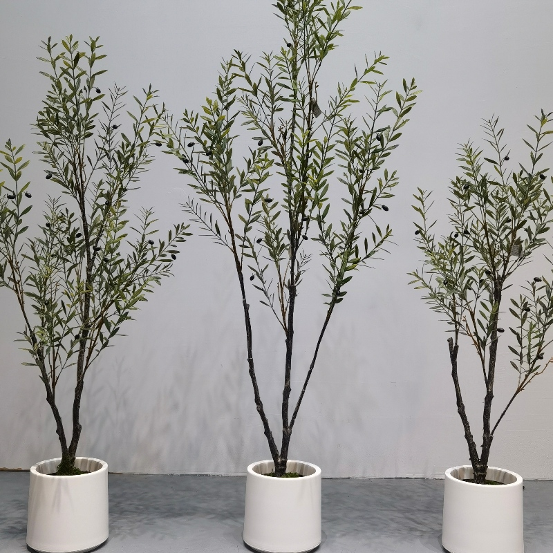 Decorações de plantas artificiais UV à prova de fogo de oliveira artificial de plástico personalizado de fábrica para casa e escritório