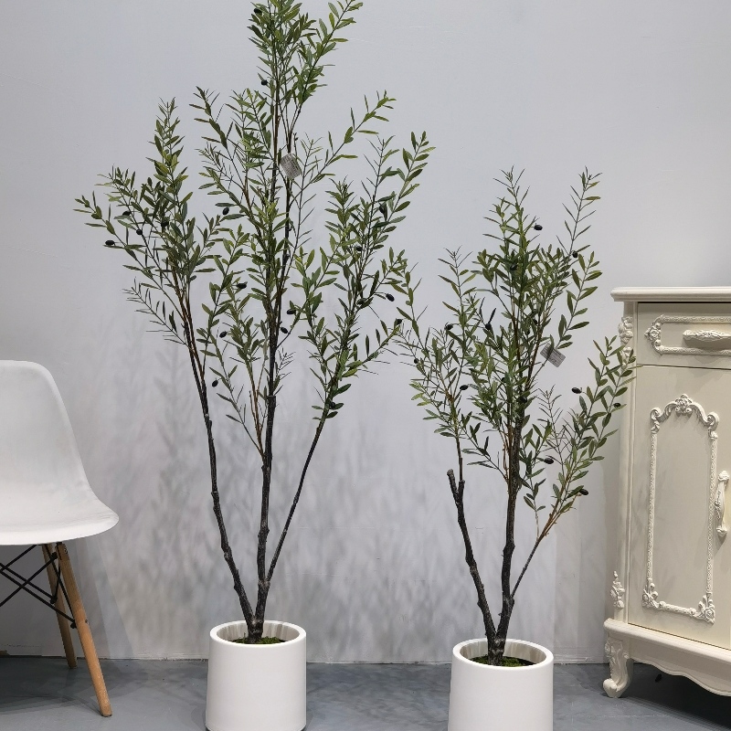 Decorações de plantas artificiais UV à prova de fogo de oliveira artificial de plástico personalizado de fábrica para casa e escritório