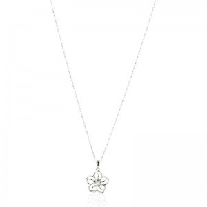 Colar com pingente floral delicado, colar com pingente de flor de pedra preciosa genuína ou criada com corrente em prata esterlina, 18