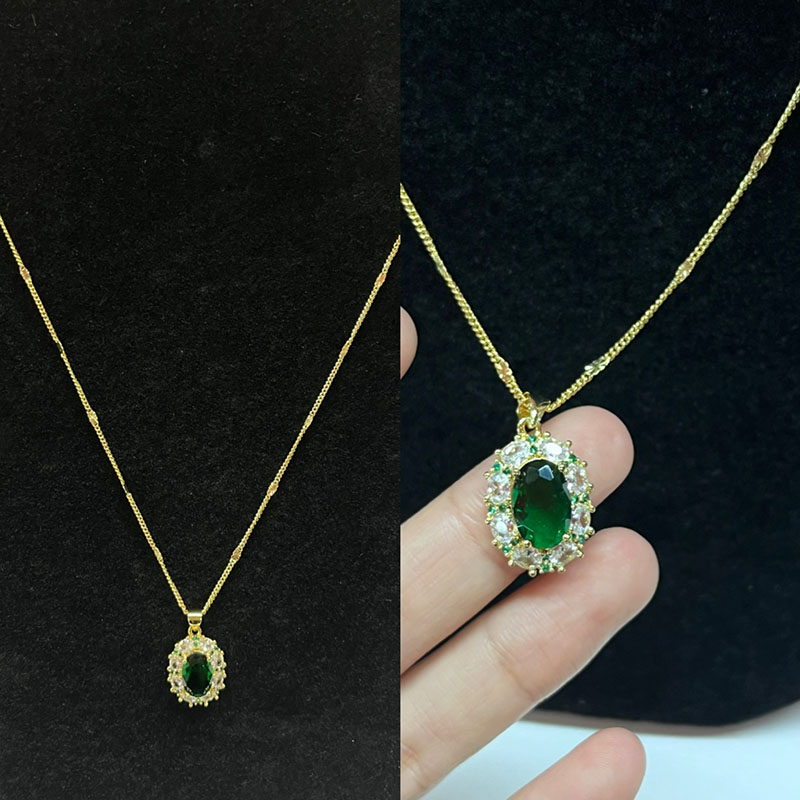 Regal Emerald Elegance Gold-Colar verde de pedras verdes com detalhes cintilantes