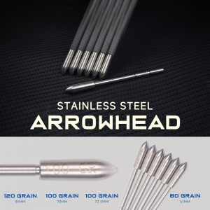 159928 80/100/120 pontos de inserção de aço inoxidável para ID3.2mm setas de carbono