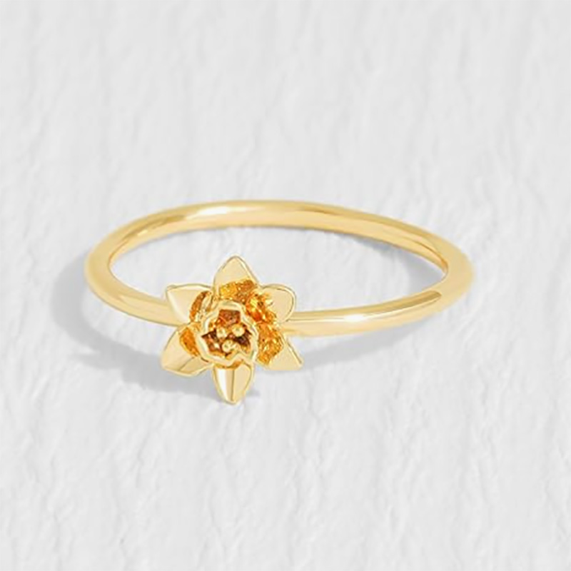 Requintado ouro 18k-Anel floral de prata esterlina de 925 com delicados design de flores florescentes -natureza elegante e leve-Jóias inspiradas para mulheres