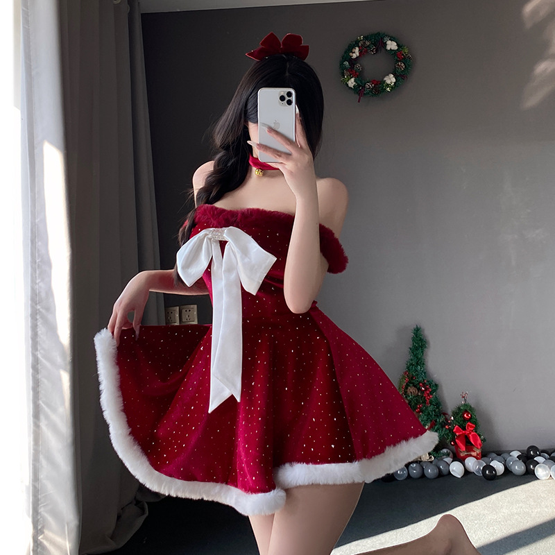 Novos trajes de Natal. Natal - roupas temáticas para cruz - atacado de comércio exterior de fronteira. Pluxh Christmas Battle Reces. Vestidos vermelhos sexy para o preço do anonovo366:$199,99