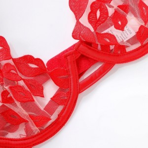 Lingerie sexy - ultra-Fino, com bordadonos lábios vermelhos e renda. Isto\\É um sutiã para seios grandes que os faz parecer menores e impede o preço de W7229 caído:$219.99