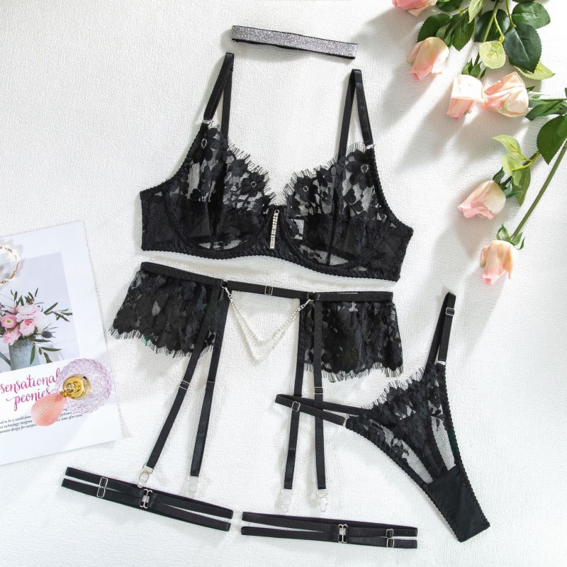 Novo estilo renda - Roupa íntima aparada com diamante - colarinho de pescoço cravejado. Isto\é um cinco - Cruz de peça - Border Sexy Lingerie Set, roupas apaixonadas com europeu - American Ins Style My96628 Preço:$119.99