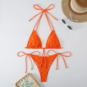 Novo 2025 europeu e americano-estilo dois-Piece Bikini Swimsuits para mulheres. Feito de tecido especial, disponível em cores sólidas e várias cores. Projeto triangular Lado e Sexy 8878 Preço:$79.99