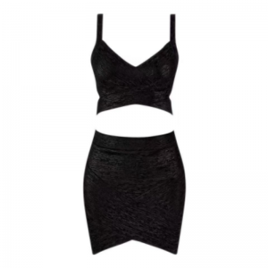 Camisola de malha estampada de ouro de verão, conjunto de saia de chapas de quadril