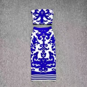 Summer Jacquard Knit Bustier, Knit Jacquard Hip-Conjunto de saia de comprimento