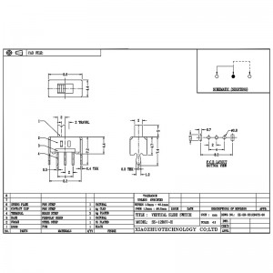 interruptor de slide ss12d07 para pequenos eletrodomésticos, 2-Speed ​​Single-Linha 3-pino horizontal, banda vertical